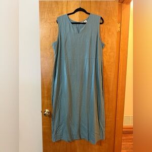 LL Bean Linen Rayon Blend Long Dress Sleeveless Modest Church Women’s Size 20